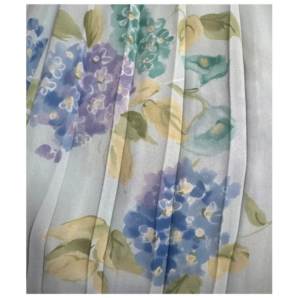 Vintage 90s Pastel Pleated Floral Midi Skirt 14 Cottage Spring Easter Soft Girl